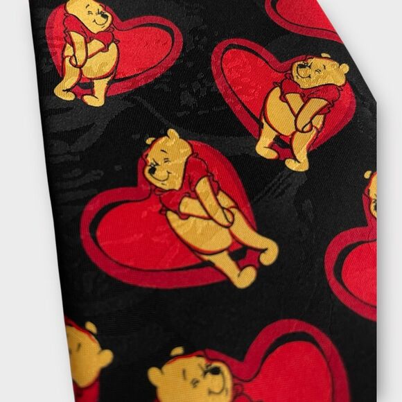 Disney Winnie the Pooh Black & Red Heart Love Men’s Tie – Classic & Whimsical - Picture 4 of 4